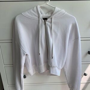 Forever 21 White Cropped Hoodie